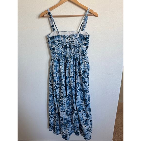 Abercrombie & Fitch Womens Emerson Poplin Blue Floral Stap Dress Size Small - Picture 3 of 9